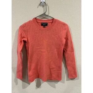 Banana Republic Ribbed Crew Neck Merino Wool Blend Sweater Coral Pink XS